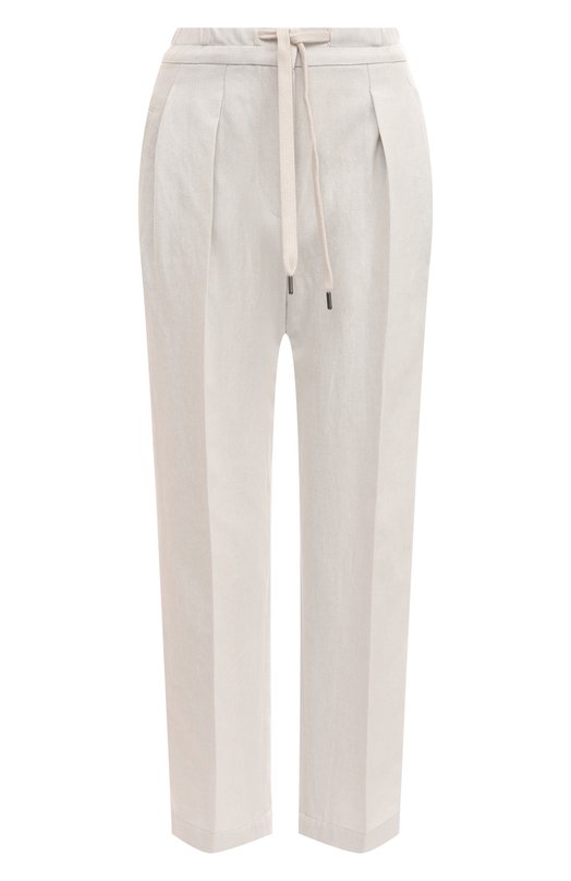 Брюки из хлопка и льна Brunello Cucinelli MH561B1311 Кремовый MH561B1311