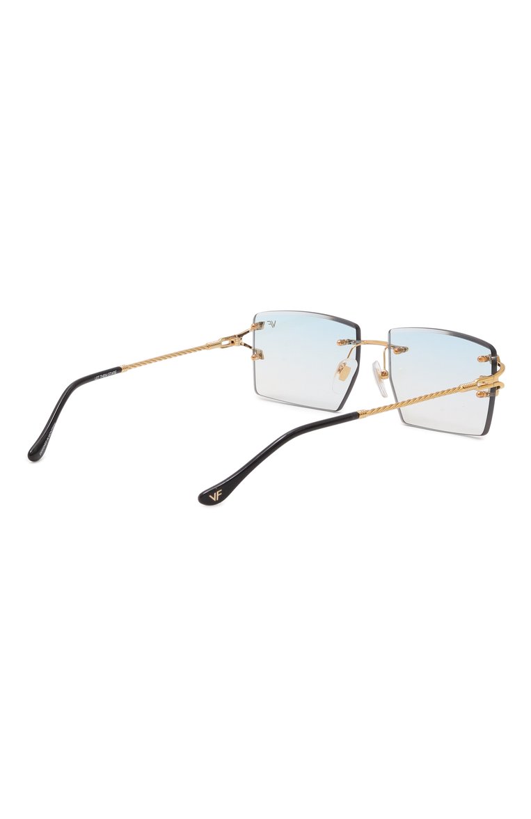 Женские солнцезащитные очки VINTAGE FRAMES голубого цвета, арт. IC0N YELL0W G0LD/SKY BLUE | Фото 4 (Региональные ограничения белый список (Axapta Mercury): Не проставлено; Нос: Не проставлено; Материал: Металл; Тип очков: С/з; Оптика Гендер: оптика-женское; Очки форма: Прямоугольные, Безоправные)