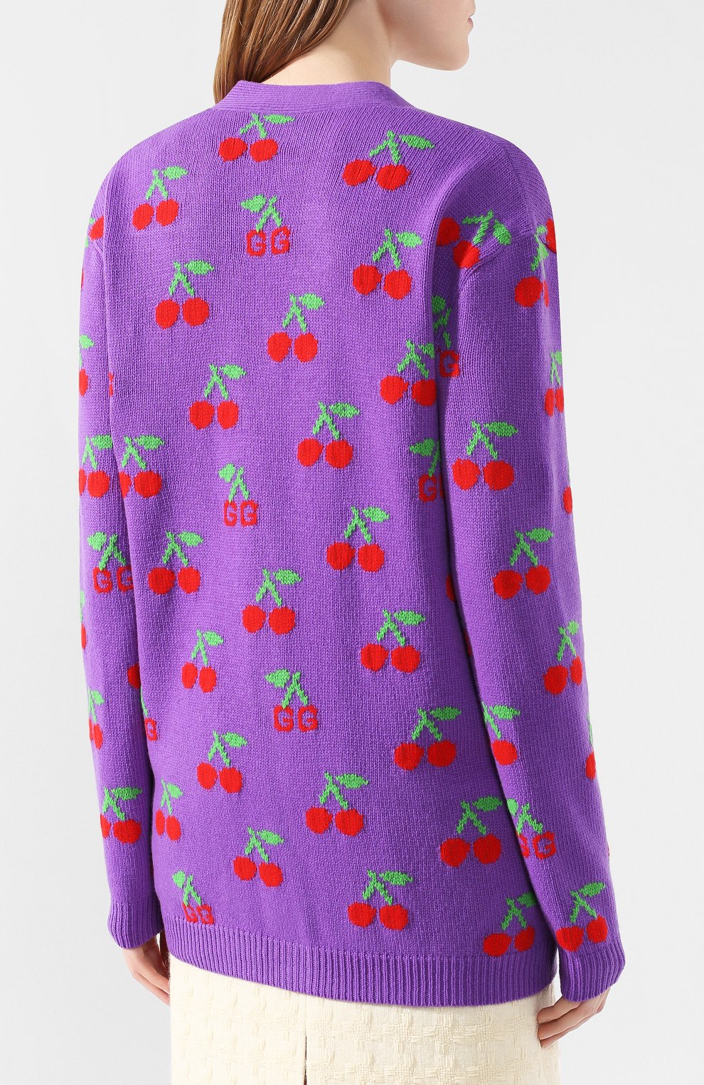 Шерстяной кардиган GUCCI фиолетового цвета по цене 285120 руб., арт. 579932/XKAWB, фото 4 Шерстяной кардиган GUCCI, арт. 579932/XKAWB, фото 4