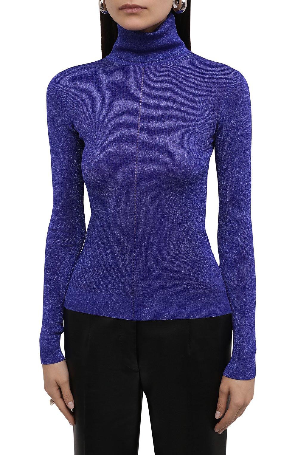Водолазка из вискозы SAINT LAURENT синего цвета по цене 96050 руб., арт. 670517/Y75GK, фото 3 Водолазка из вискозы SAINT LAURENT, арт. 670517/Y75GK, фото 3