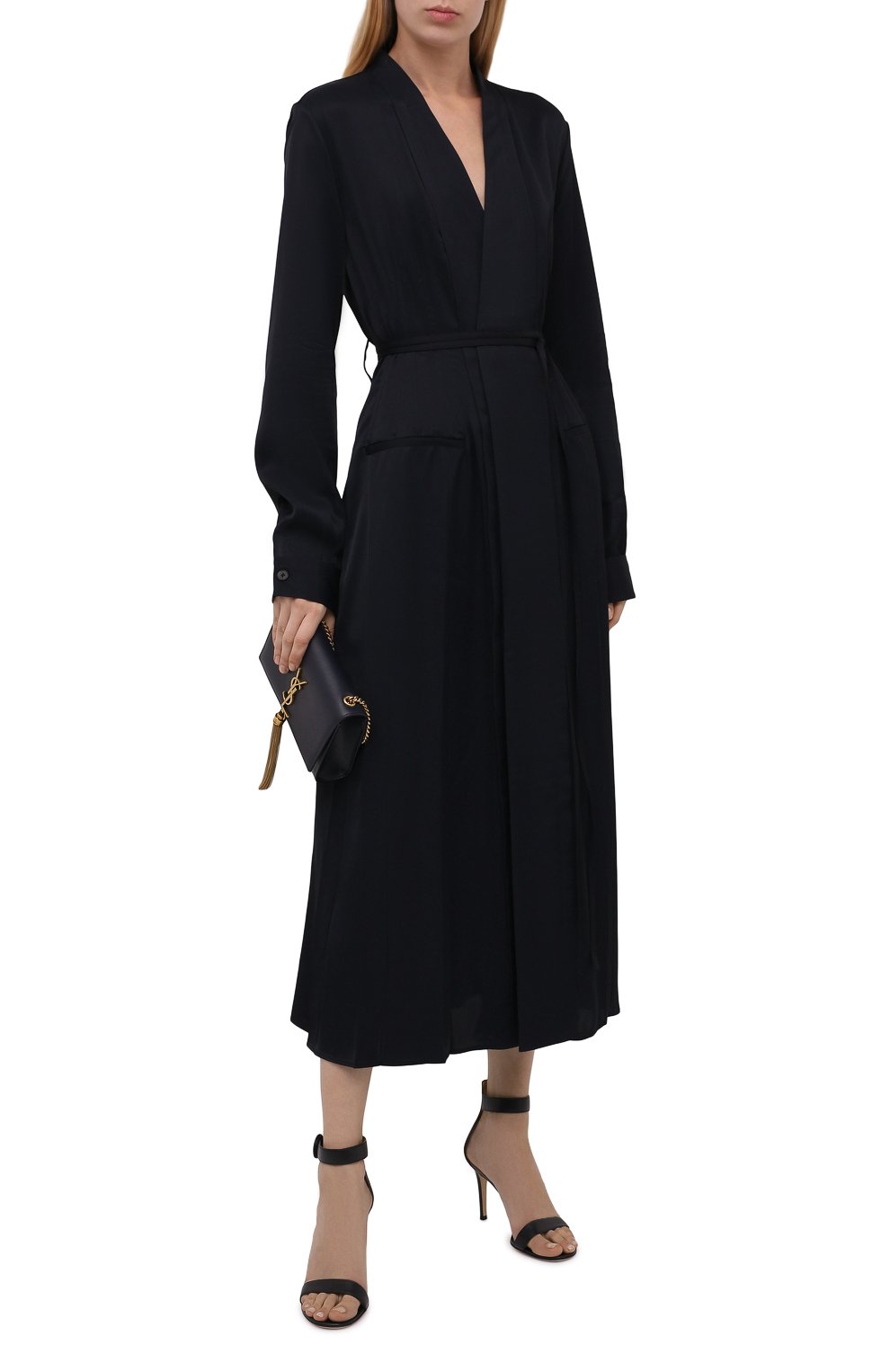Платье из вискозы JIL SANDER темно-синего цвета по цене 237500 руб., арт. JSWT506706-WT381500, фото 2 Платье из вискозы JIL SANDER, арт. JSWT506706-WT381500, фото 2