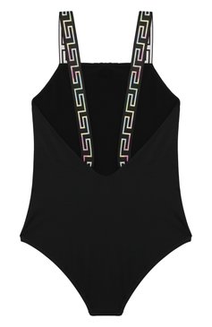 Детского слитный купальник VERSACE черного цвета, арт. 1006834/1A08687/8A-14A | Фото 2 (Материал внешний: Синтетический материал; Нос: Не проставлено; Материал сплава: Проставлено; Девочки Кросс-КТ: Купальники-пляж; Принт: С принтом)