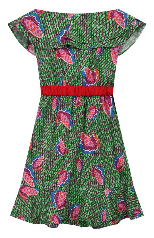 Хлопковое платье Stella Jean Kids Зелёный, фото 2