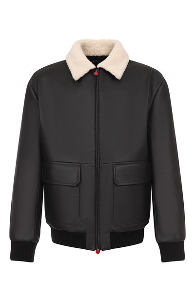 Мужской кожаный бомбер с воротником из овчины KITON, арт. UW2240V0416H20/62-68