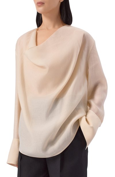 Блузка из лиоцелла и льна TOTEME кремового цвета по цене 69950 руб., арт. 254-WRT0609-FB0265, фото 3 Блузка из лиоцелла и льна TOTEME, арт. 254-WRT0609-FB0265, фото 3