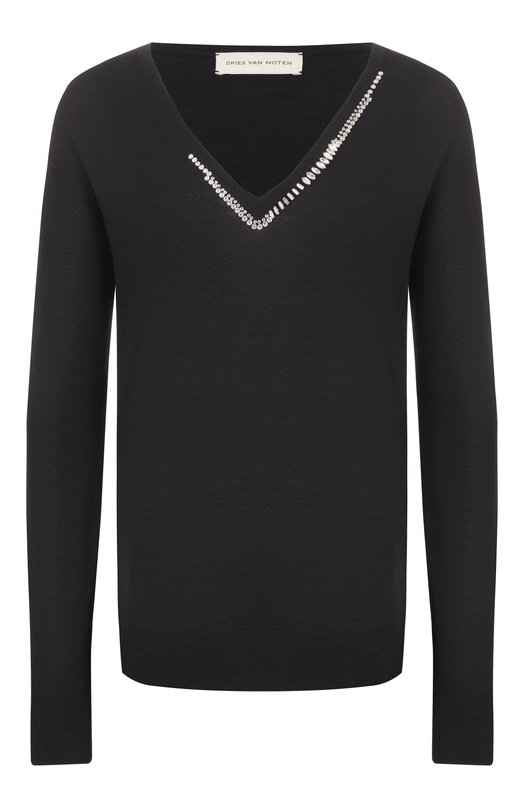 Шерстяной пуловер Dries Van Noten 011204/3700 Чёрный 011204/3700