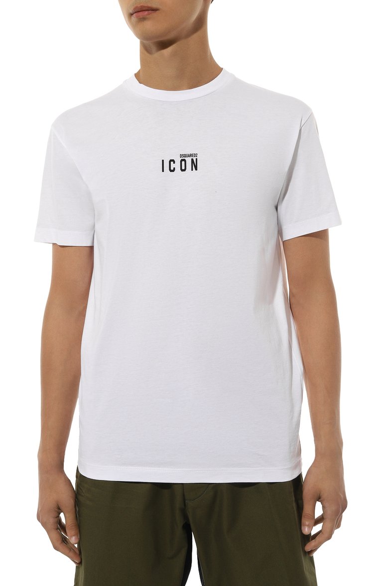 Мужская хлопковая футболка DSQUARED2 белого цвета, арт. S79GC0010/S23009/174/0UTLET AW22-23 | Фото 3 (Рукава: Короткие; Длина (для топов): Стандартные; Материал внешний: Хлопок; Принт: Без принта; Стили: Кэжуэл; Мужское Кросс-КТ: Футболка-одежда; Кросс-КТ: Джерси; Автоматизация состава: Проставлено; Автоматизация ТО: Проставлено; Детали: Декор)