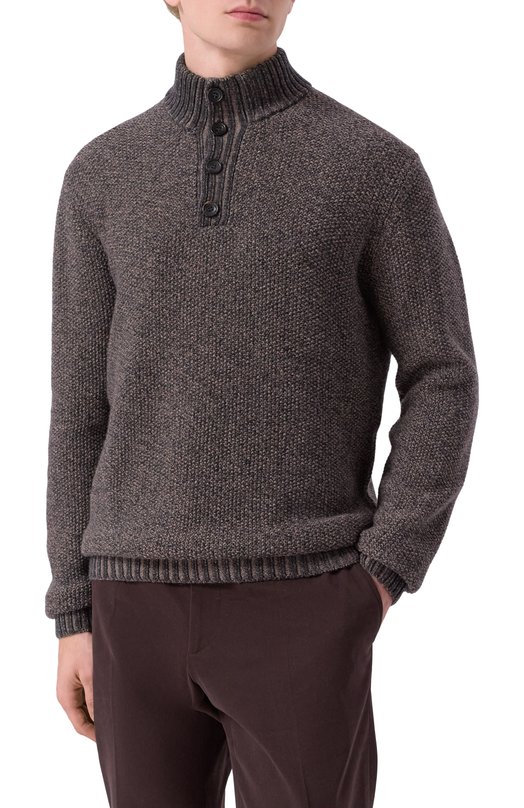 Свитер из шерсти и кашемира Andrea Campagna WU26N0470-07-FN0262 Коричневый  WU26N0470-07-FN0262 Фото 3