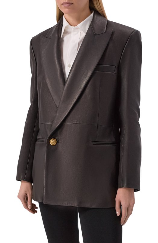 Кожаный жакет Balmain GF1SE182/LE04 Чёрный  GF1SE182/LE04 Фото 3
