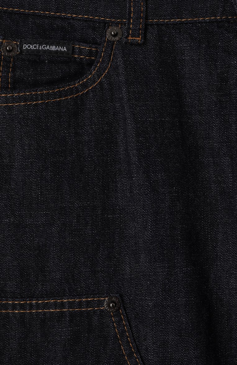 Детские джинсы DOLCE & GABBANA темно-синего цвета, арт. L42F82/LDD12/8-14 | Фото 3 (Нос: Не проставлено; Детали: Однотонный; Материал внешний: Хлопок; Автоматизация состава: Проставлено; Ростовка одежда: 13 - 15 лет | 158 см, 16 лет | 164 см, 8 �лет | 128 см, 10 - 11 лет | 140 - 146см)