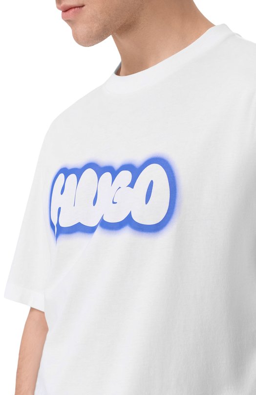 Хлопковая футболка HUGO Blue 50549155 Белый  50549155 Фото 5