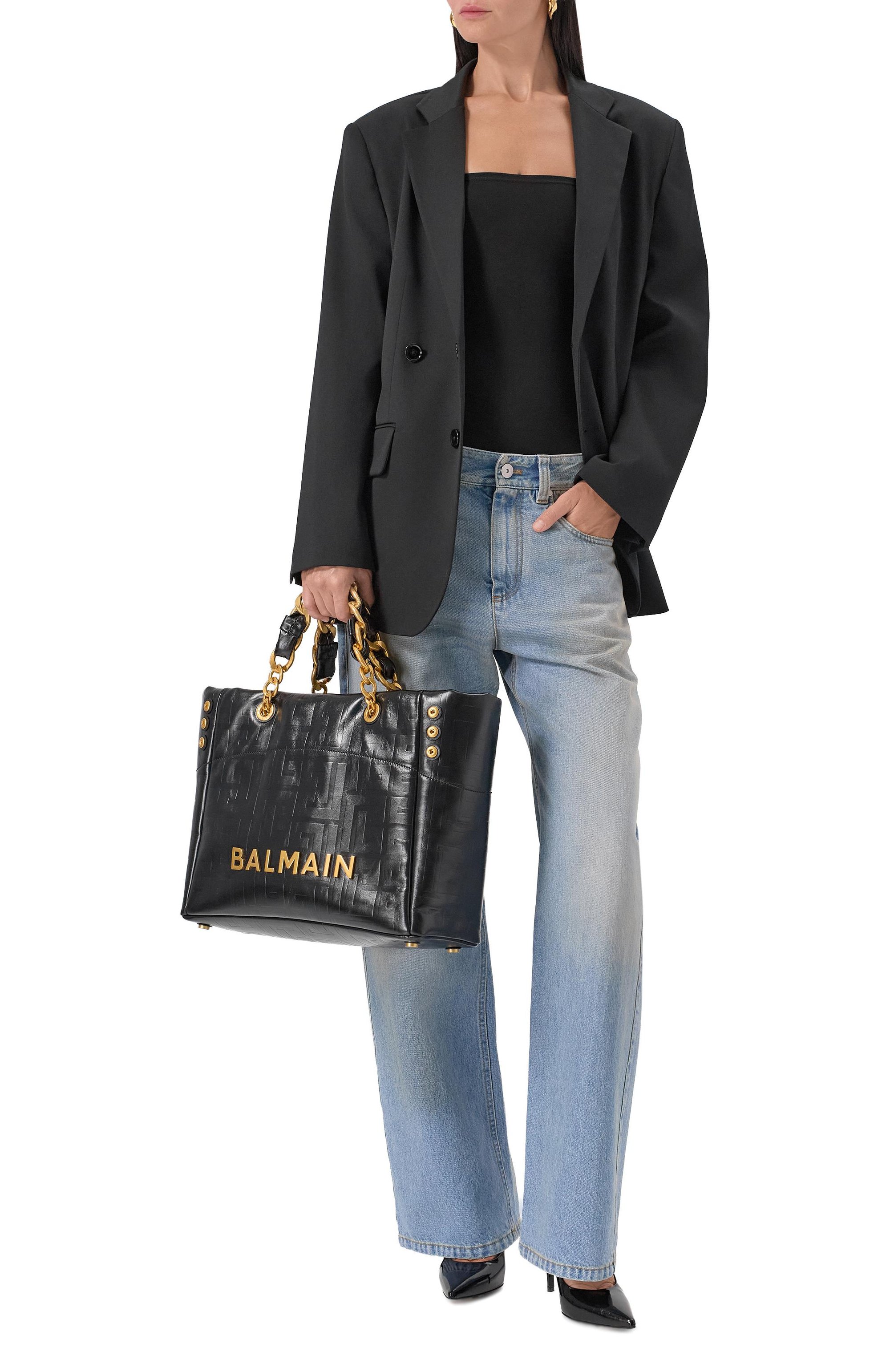 Сумка 1945 BALMAIN черного цвета по цене 269500 руб., арт. GN1FF827/LETF, фото 7 Сумка 1945 BALMAIN, арт. GN1FF827/LETF, фото 7