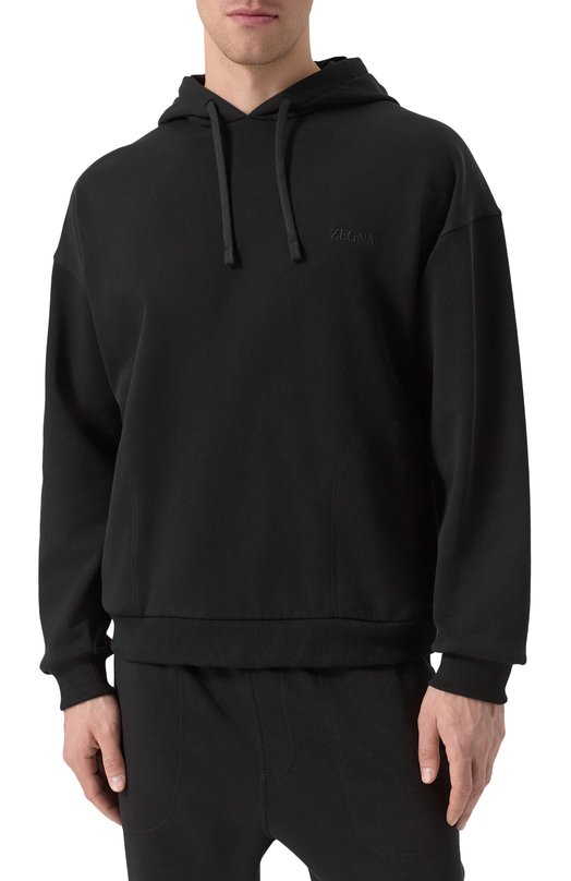Хлопковое худи Zegna N6MH0/194 Чёрный  N6MH0/194 Фото 3