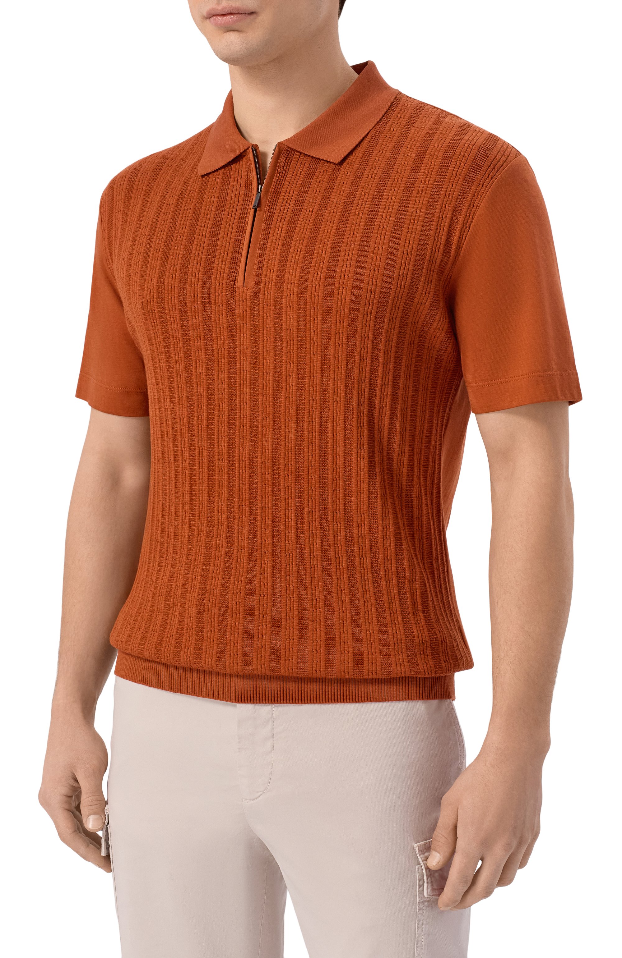 Поло из хлопка и шелка BOSS CAMEL оранжевого цвета по цене 52950 руб., арт. 50560052, фото 3 Поло из хлопка и шелка BOSS CAMEL, арт. 50560052, фото 3