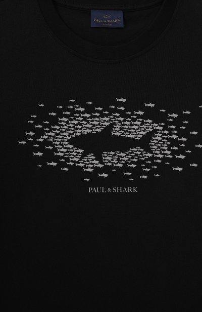 Хлопковая футболка PAUL & SHARK JUNIOR черного цвета по цене 10450 руб., арт. WTM00G/LAA02_001, фото 3 Хлопковая футболка PAUL & SHARK JUNIOR, арт. WTM00G/LAA02_001, фото 3