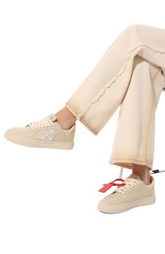 Женские текстильные кеды new low vulcanized OFF-WHITE бежевого цвета, арт. 0WIA288S24FAB001 | Фото 3 (Материал внешний: Текстиль; Подошва: Платформа; Материал внутренний: Натуральная кожа, Текстиль; Материал сплава: Проставлено; Материал утеплителя: Без утеплителя; Драгоценные камни: Проставлено; Стили: Кэжуэл)