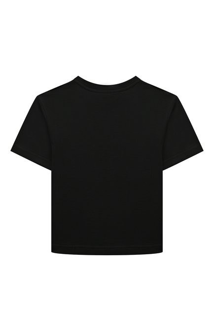 Детская хлопковая футболка DOLCE & GABBANA черного цвета, арт. L4JTEY/G7E5G/8-14 | Фото 2 (Рукава: Короткие; Материал внешний: Хлопок; Ростовка одежда: 10 - 11 лет | 140 - 146см, 12 лет | 152 см, 8 лет | 128 см)