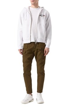 Мужской хлопковая толстовка DSQUARED2 белого цвета, арт. S74HG0174/S25539 | Фото 2 (Длина (для топов): Стандартные; Рукава: Длинные; Материал внешний: Хлопок; Мужское Кросс-КТ: Толстовка-одежда; Стили: Спорт-шик)