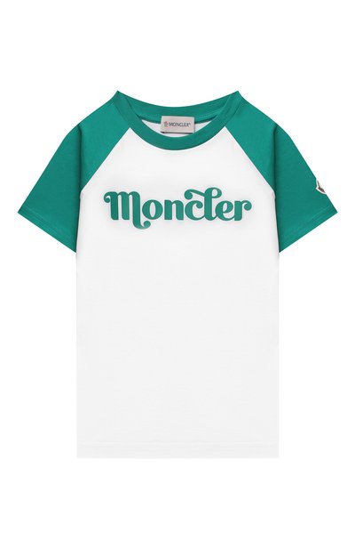 Комплект из футболки и шорт MONCLER зеленого цвета по цене 21800 руб., арт. G1-954-8M747-20-83907/8-10A, фото 2 Комплект из футболки и шорт MONCLER, арт. G1-954-8M747-20-83907/8-10A, фото 2