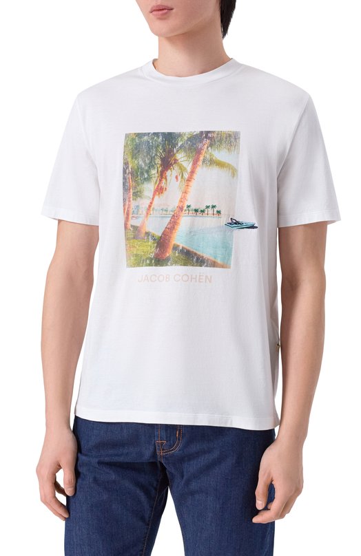 Хлопковая футболка Jacob Cohen JUR_4R002 002 M4530 L1 Белый  JUR_4R002 002 M4530 L1 Фото 3