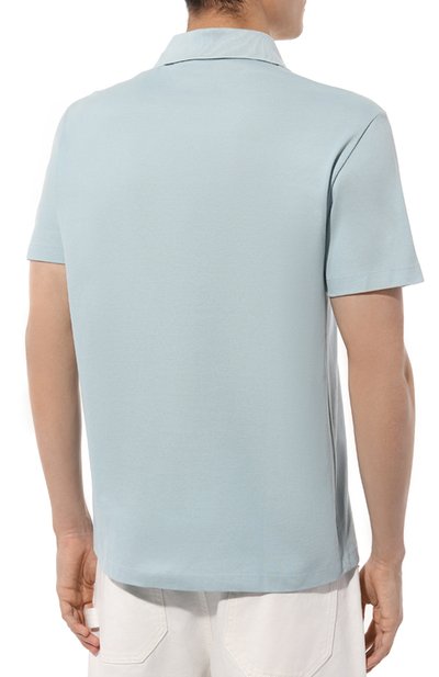 Хлопковое поло VERSACE бирюзового цвета по цене 69500 руб., арт. 1013906/1A09798, фото 4 Хлопковое поло VERSACE, арт. 1013906/1A09798, фото 4