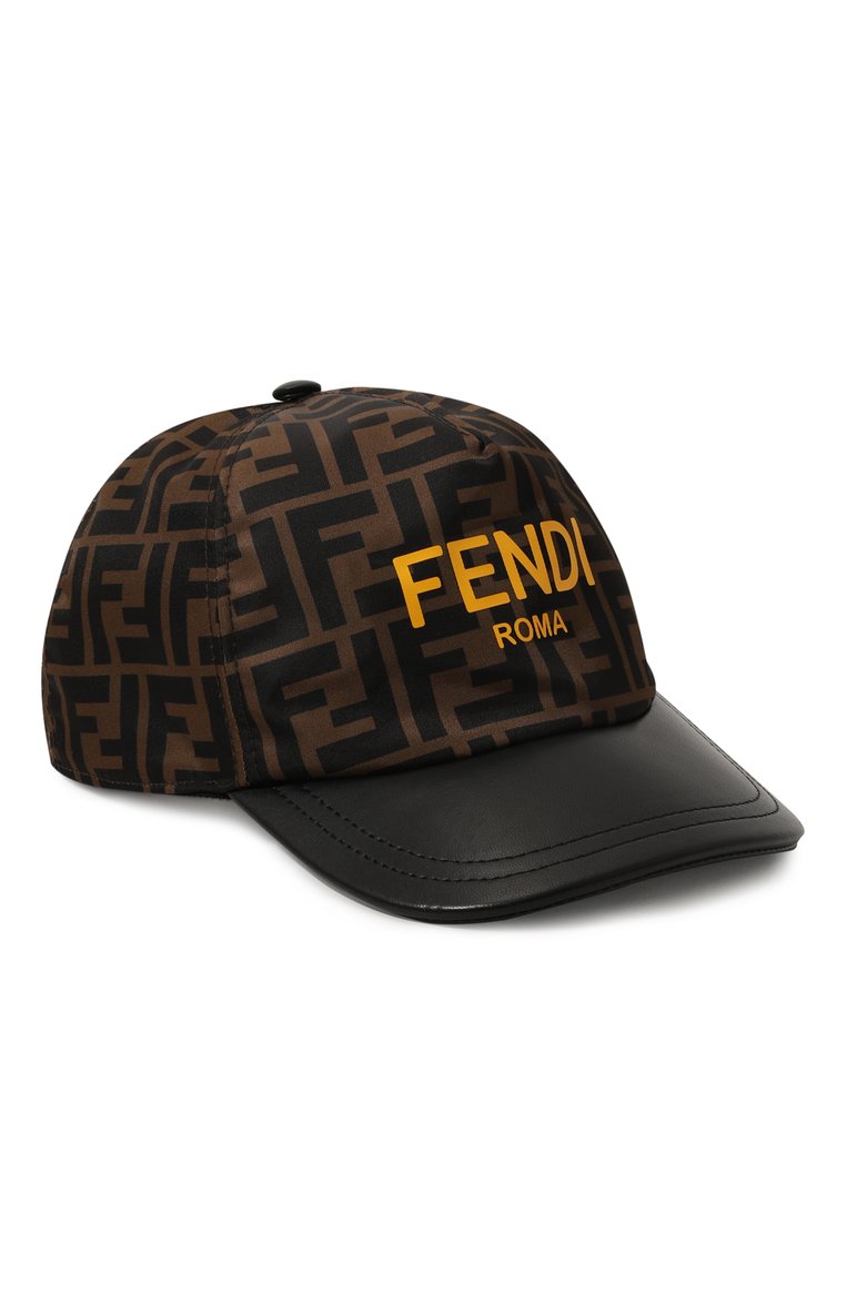 Детская бейсболка FENDI коричневого цвета, арт. JUP004/AMRP | Фото 1 (Материал: Синтетический материал, Текстиль; Нос: Не проставлено)