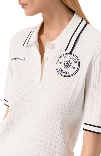 Поло из вискозы sporty & rich x hotel du cap-eden-roc SPORTY AND RICH, арт. T006860666WH50_001, фото 5