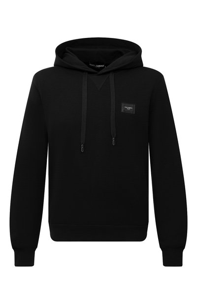 Хлопковое худи DOLCE & GABBANA черного цвета по цене 77750 руб., арт. G90V2T/FU7DU, фото 1 Хлопковое худи DOLCE & GABBANA, арт. G90V2T/FU7DU, фото 1