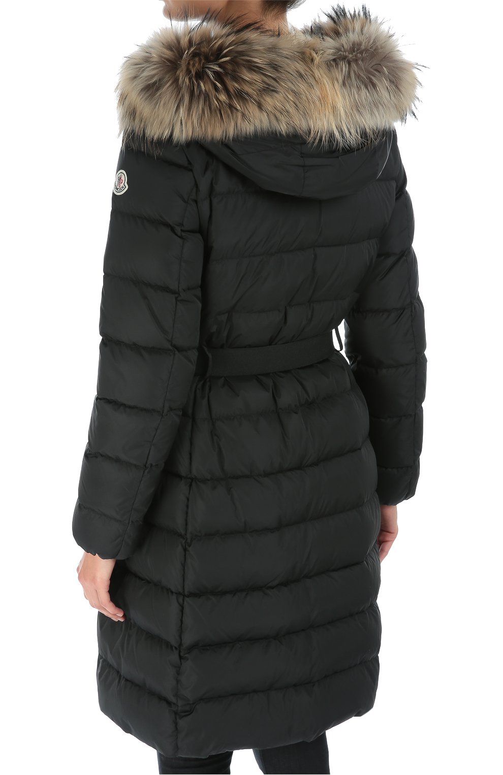 Удлиненный пуховик с меховой отделкой капюшона и поясом MONCLER, арт. B2-093-49884-25-68065, фото 3