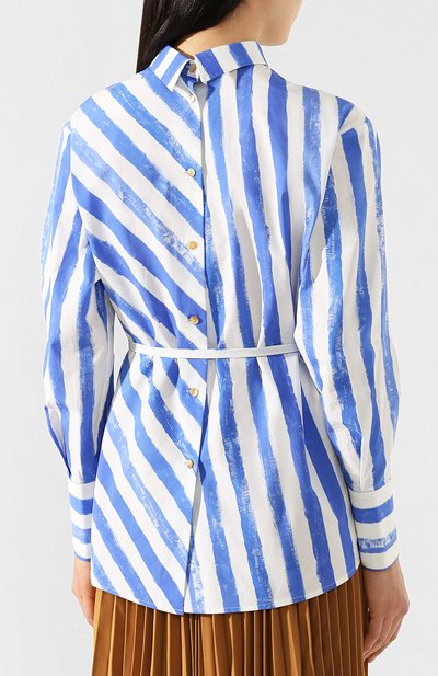Хлопковая рубашка REJINA PYO голубого цвета по цене 41300 руб., арт. C263/C0TT0N STRIPE PRINT, фото 4 Хлопковая рубашка REJINA PYO, арт. C263/C0TT0N STRIPE PRINT, фото 4