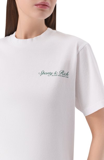 Хлопковая футболка SPORTY AND RICH, арт. T004361325WH01, фото 5
