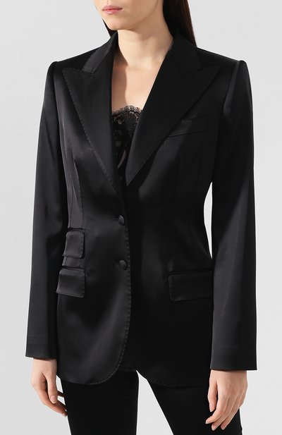 Приталенный жакет DOLCE & GABBANA черного цвета по цене 254000 руб., арт. F296TT/FURHU, фото 3 Приталенный жакет DOLCE & GABBANA, арт. F296TT/FURHU, фото 3