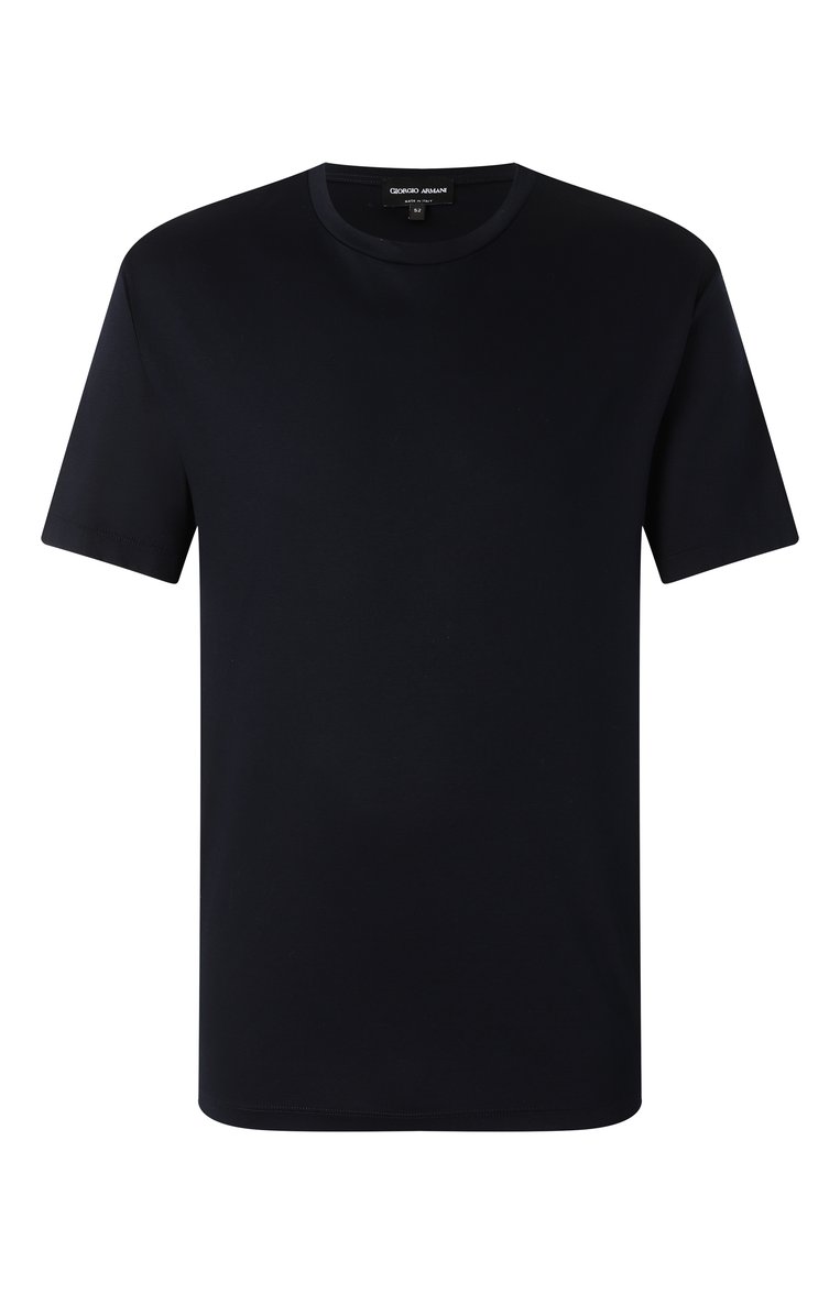 Мужская хлопковая футболка GIORGIO ARMANI темно-синего цвета, арт. 6LSM90/SJTKZ | Фото 1 (Длина (для топов): Стандартные; Драгоценные камни: Проставлено; Материал сплава: Проставлено; Материал внешний: Хлопок; Рукава: Короткие; Стили: Кэжуэл; Принт: Без принта; Мужское Кросс-КТ: Футболка-одежда; Кросс-КТ: Джерси)