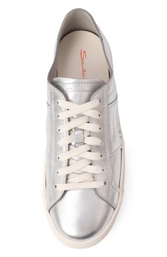 Женские кожаные кеды SANTONI серебряного цвета, арт. WBGG61321PNNTPWT | Фото 6 (Материал сплава: Проставлено; Материал внутренний: Натуральная кожа; Подошва: Платформа; Материал внешний: Натуральная кожа; Драгоценные камни: Проставлено; Материал утеплителя: Без утеплителя; Кросс-КТ: Низкие; Стили: Кэжуэл)