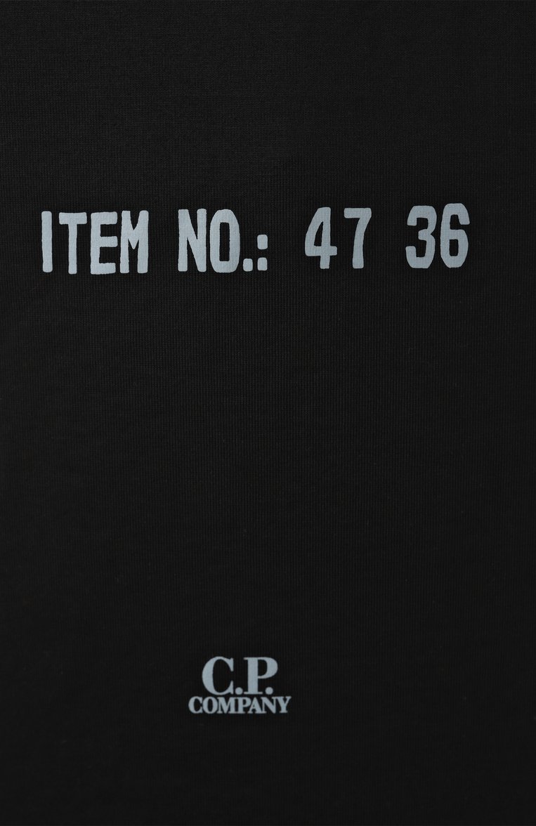 Мужская хлопковая футболка C.P. COMPANY черного цвета, арт. 18CMTS107A110301W | Фото 6 (Рукава: Короткие; Драгоценные камни: Проставлено; Длина (для топов): Стандартные; Материал сплава: Проставлено; Стили: Кэжуэл; Принт: С принтом; Материал внешний: Хлопок; Кросс-КТ: Джерси; Мужское Кросс-КТ: Футболка-одежда)
