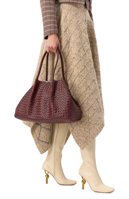 Женская сумка-тоут pinacoteca BOTTEGA VENETA бордового цвета, арт. 817166/V5AG1 | Фото 2 (Материал: Натуральная кожа; Размер: large; Автоматизация состава: Проставлено; Автоматизация ТО: Проставлено)
