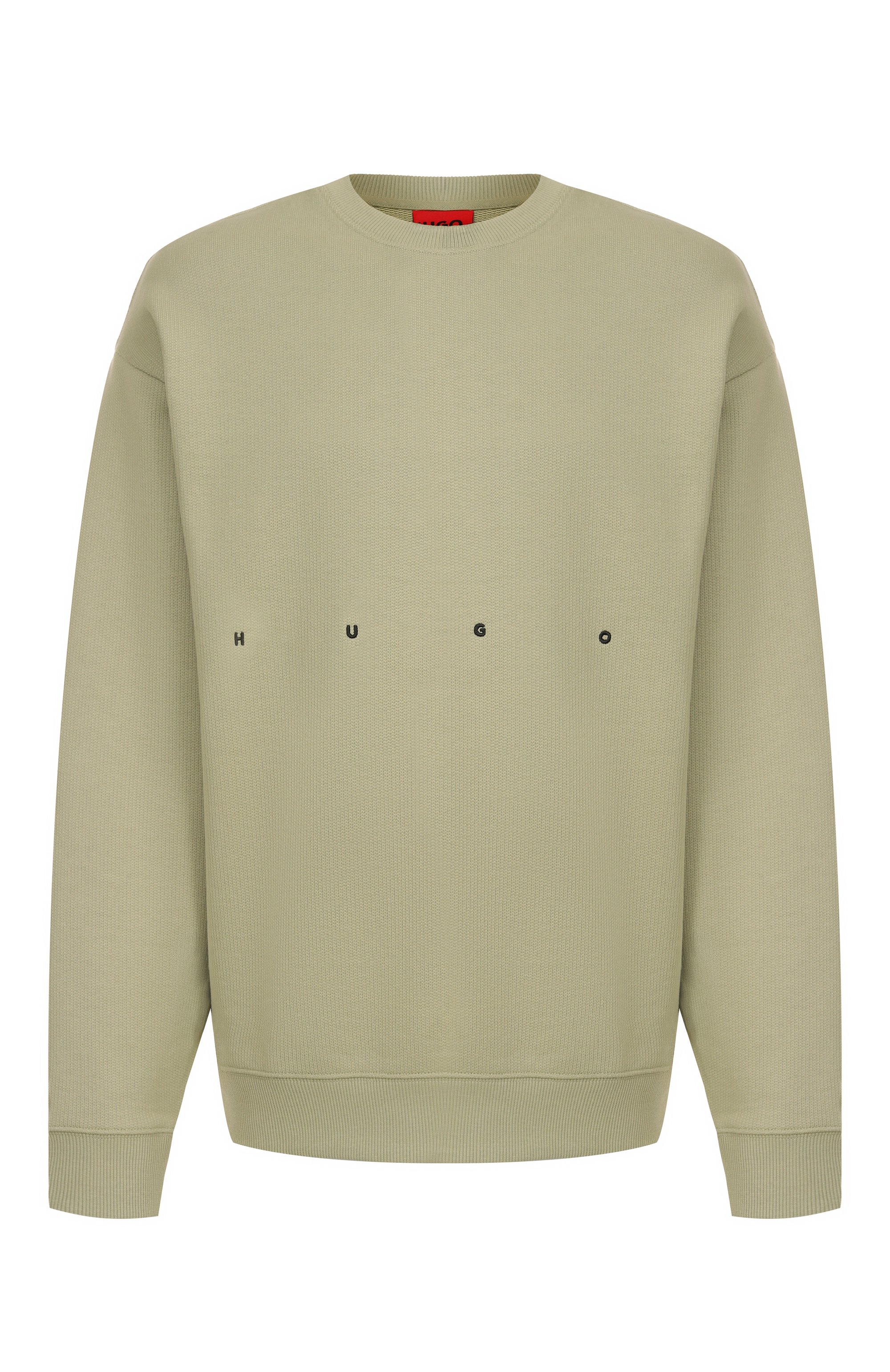 Хлопковый свитшот HUGO светло-зеленого цвета по цене 20950 руб., арт. 50538973, фото 1 Хлопковый свитшот HUGO, арт. 50538973, фото 1