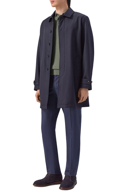 Плащ из шерсти и шелка Kiton UW2310BV0830H Синий  UW2310BV0830H Фото 2