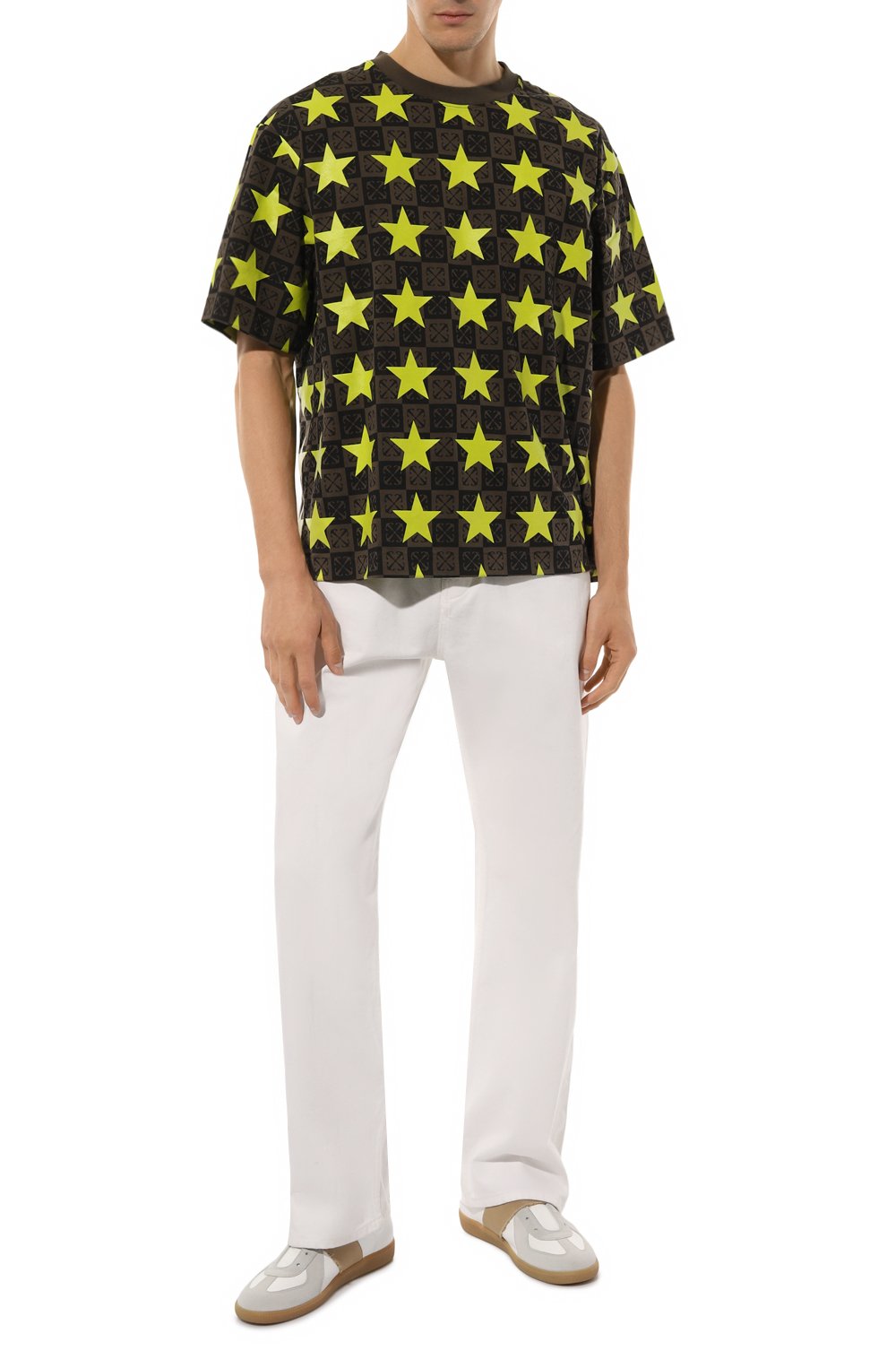 Хлопковая футболка OFF-WHITE салатового цвета по цене 39900 руб., арт. 0MAA120W24JER001, фото 2 Хлопковая футболка OFF-WHITE, арт. 0MAA120W24JER001, фото 2