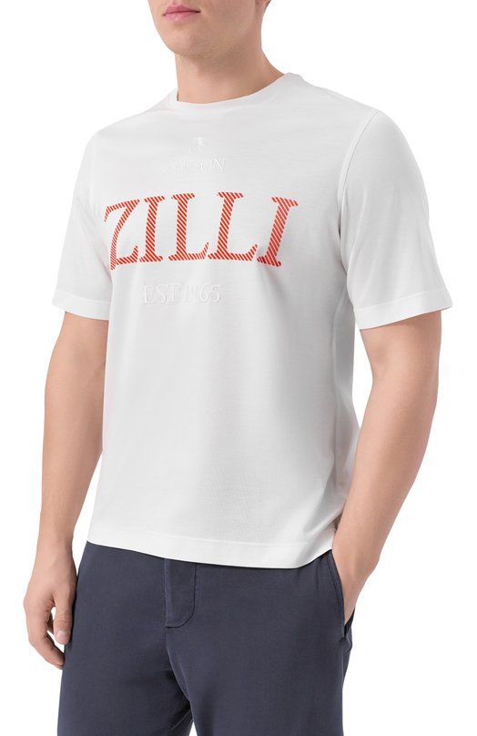 Хлопковая футболка Zilli TSR02AM0100VEST00 Белый  TSR02AM0100VEST00 Фото 3