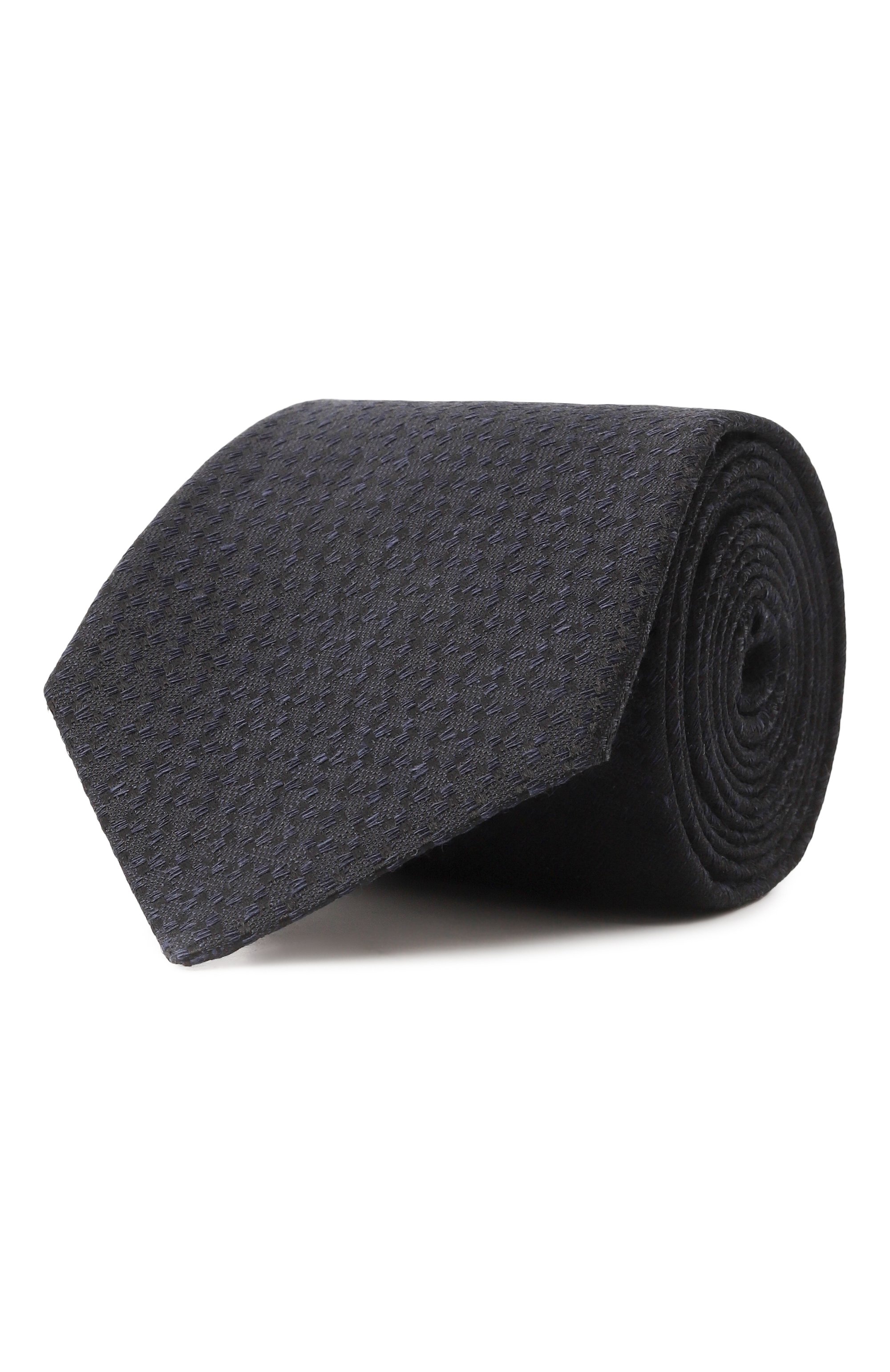 Галстук из шелка и льна CANALI темно-синего цвета по цене 19950 руб., арт. 18/HJ04289, фото 1 Галстук из шелка и льна CANALI, арт. 18/HJ04289, фото 1