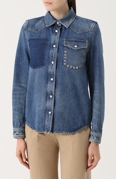 Джинсовая блуза прямого кроя с потертостями VALENTINO, арт. MB3DB00L/48G, фото 3