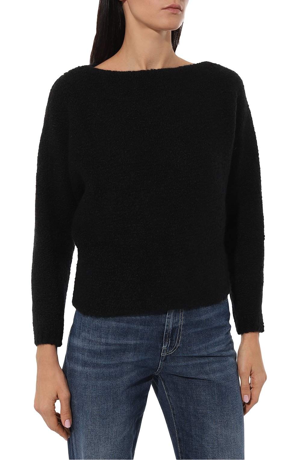 Свитер из кашемира и шелка SASHAVERSE черного цвета по цене 145000 руб., арт. KNTP012/Boucle/31949/W24, фото 3 Свитер из кашемира и шелка SASHAVERSE, арт. KNTP012/Boucle/31949/W24, фото 3