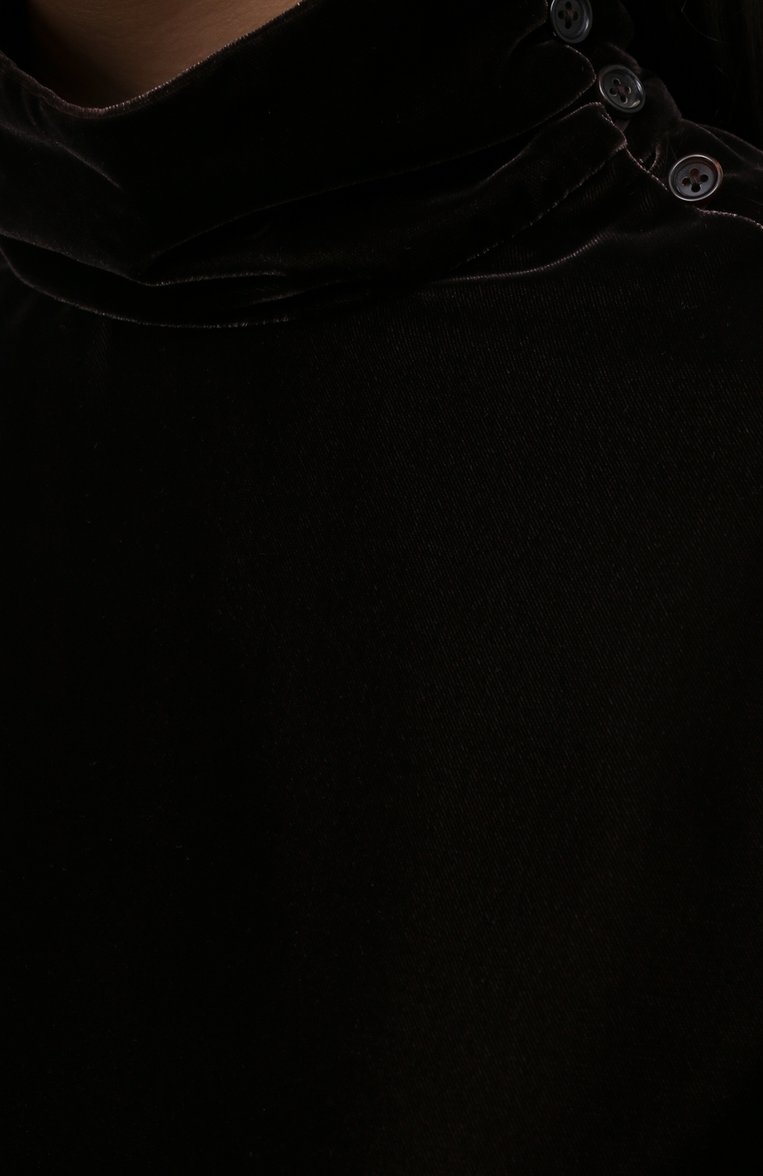 Женская бархатная блузка RALPH LAUREN коричневого цвета, арт. 290825294 | Фото 5 (Рукава: Длинные; Длина (для топов): Стандартные; �Женское Кросс-КТ: Блуза-одежда; Принт: Без принта; Материал внешний: Вискоза; Стили: Гламурный, Кэжуэл; Материал сплава: Проставлено; Драгоценные камни: Проставлено)