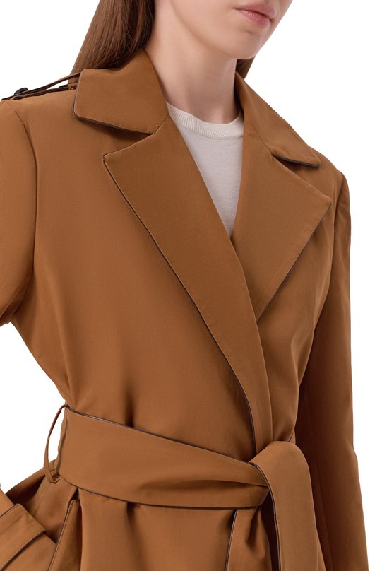 Хлопковый тренч Kiton D61613K0993G Коричневый  D61613K0993G Фото 5