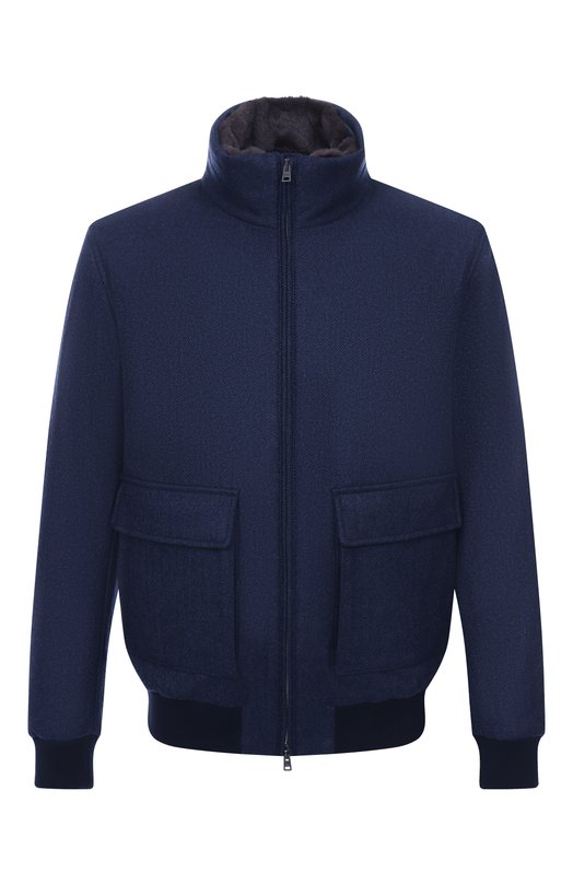 Бомбер из шерсти и кашемира Herno GI000611U/33351 Синий GI000611U/33351