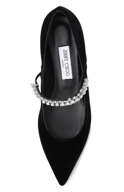 Текстильные туфли Bing Pump Jimmy Choo BINGPUMPFLATVEL Чёрный  BINGPUMPFLATVEL Фото 6
