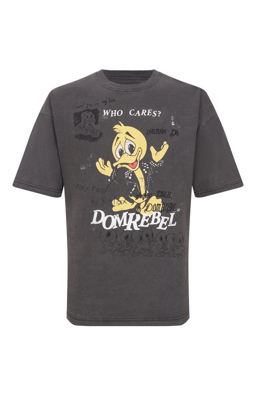 Хлопковая футболка DOMREBEL M WH0 CARES/T-SHIRT Серый M WH0 CARES/T-SHIRT