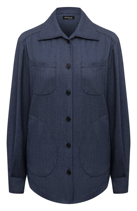Шерстяная рубашка Kiton D50429K0121A15 Синий D50429K0121A15