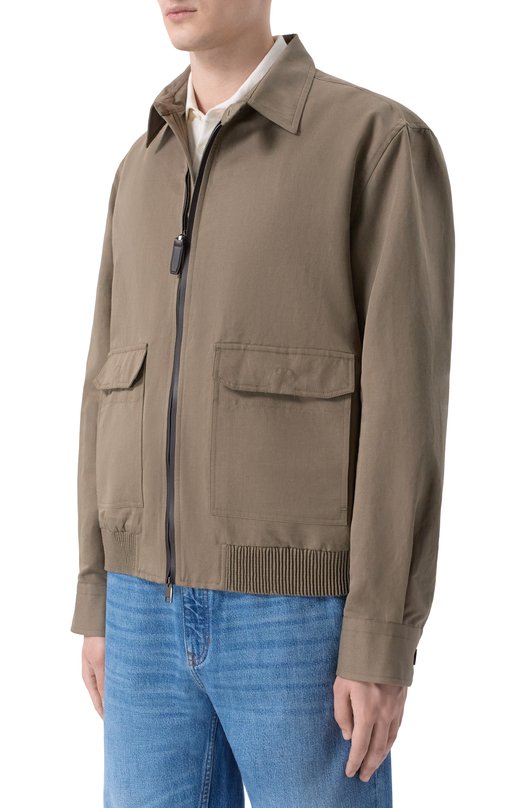 Бомбер изо льна и хлопка Brioni SLWF0L/PA106 Бежевый  SLWF0L/PA106 Фото 3